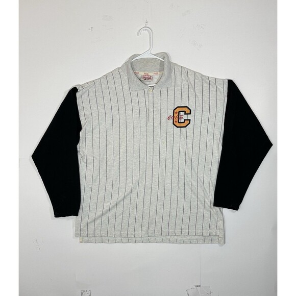 Coca-Cola Other - Vintage Coca Cola Shirt Mens Large Gray Striped Collared Polo Long Sleeve 1990s